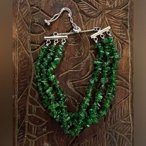Genuine Chrome Diopside & Sterling Silver multi strand slide Bracelet.